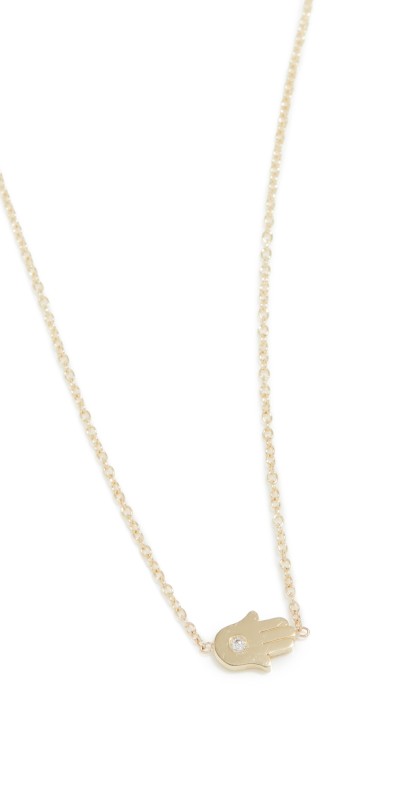 Jennifer Meyer Jewelry Mini Hamsa Necklace With Diamond Accent Gold