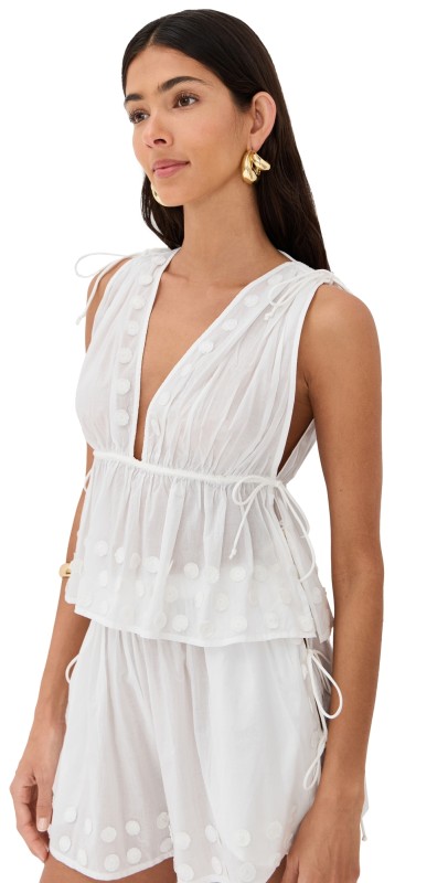 Ulla Johnson Anya Plunge V Neck Top Coverup Pristine