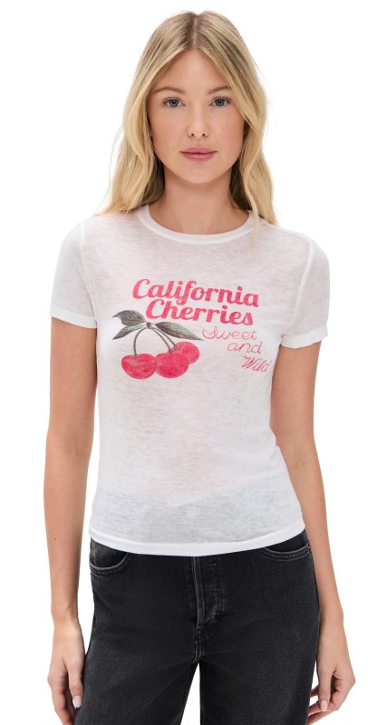 RE/DONE Tiny Tee Cherries Vintage White