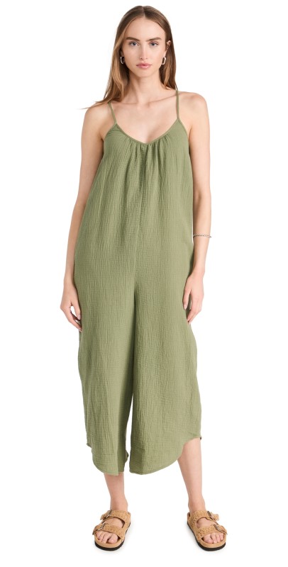 Z Supply Gauze Jumpsuit Olive Branch