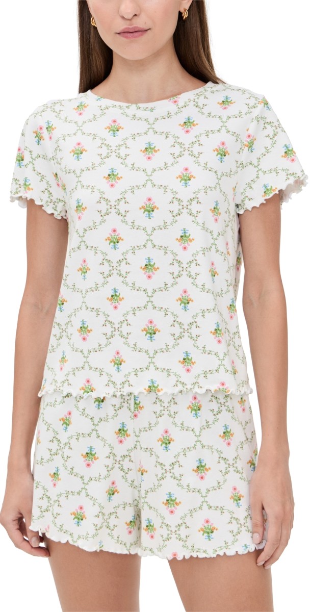 Hill House Home The Nina Short Pajama Set Pastel Trellis