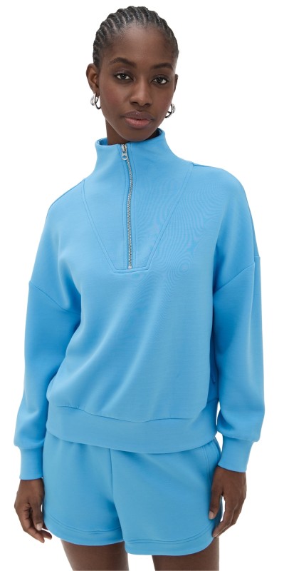 Varley Hawley Half Zip Sweat Azure Blue