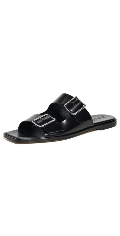 AEYDE Tonya Calf Leather Black Sandals Black