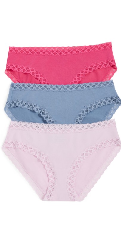 Natori Natori Bliss Girl Briefs 3-Pack Blue/Mulberry/Fuchsia Rose