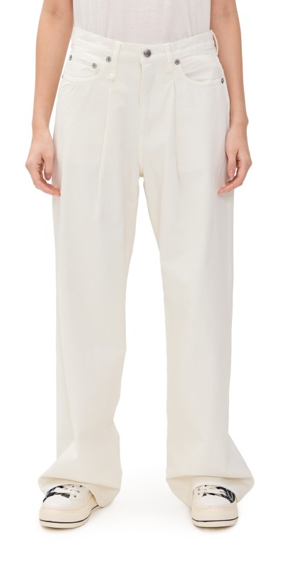 R13 Damon Pleated Jeans White Slubby Twill