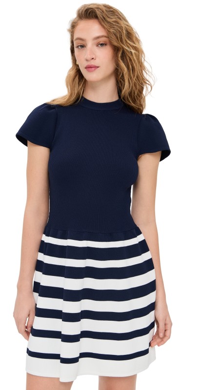 Shoshanna Colette Dress Navy/Ivory