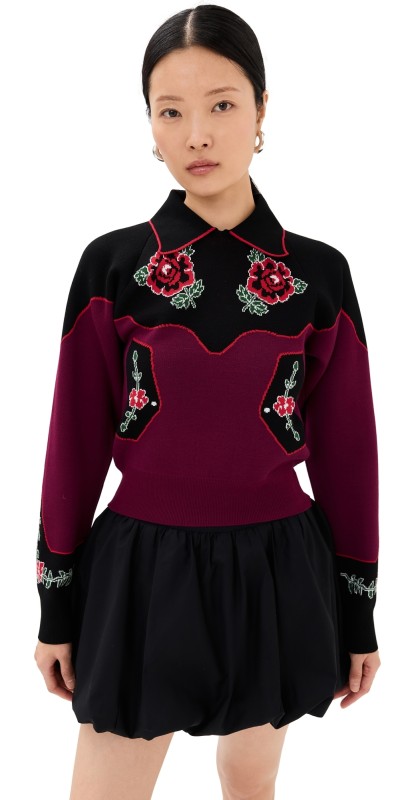 Molly Goddard Natasha Sweater Burgundy/Black