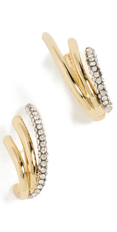 DEMARSON Whitley Crawler Ear Cuff Set Gold/Gunmetal/Crystal