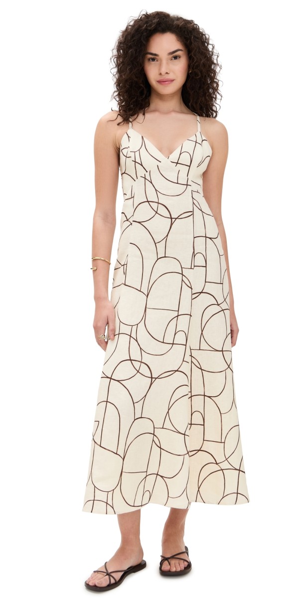 HEVRON Wyeth Dress Brown Geo Print