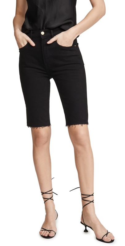 FRAME Le Vintage Bermuda Raw Edge Shorts Film Noir
