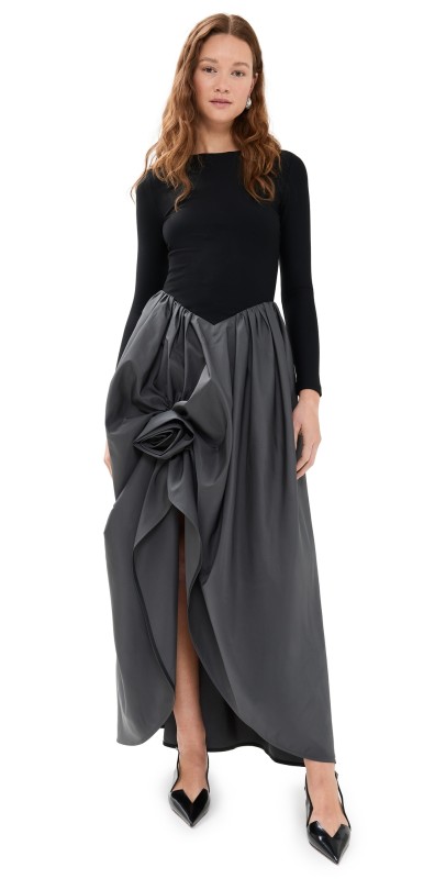 Sleeper Aurora Maxi Dress with Rose Detail Gray