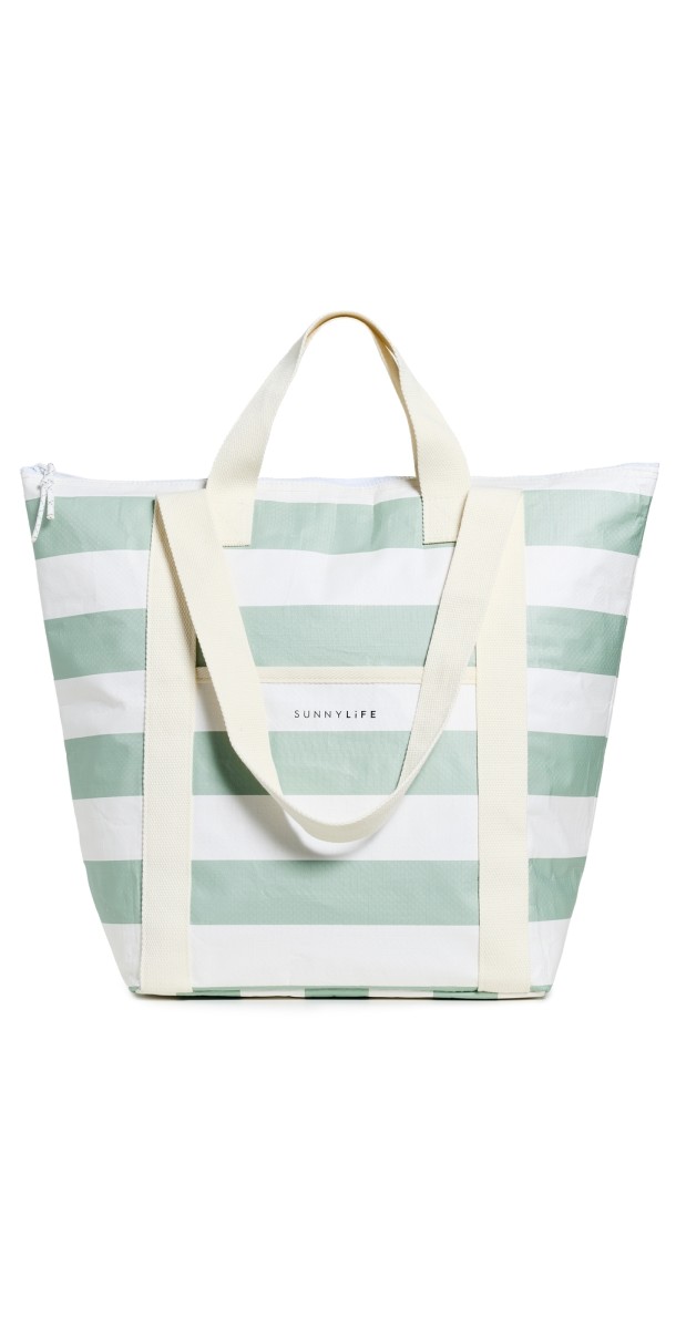 SunnyLife Cooler Tote Bag Sage Strip
