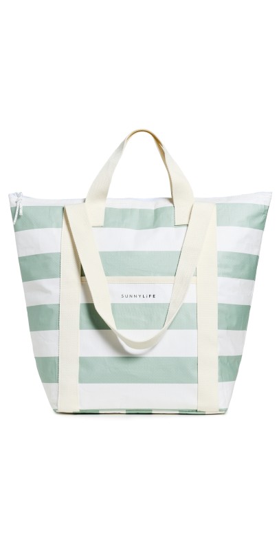 SunnyLife Cooler Tote Bag Sage Strip