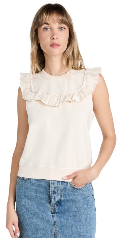 Clare V. Charlotte Sweatshirt Vest Cream