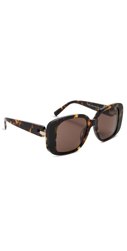 Tory Burch Pierced Oversized Square Sunglasses Brown Tortois