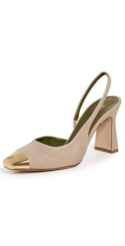Maria Luca Eleonora Metal Toe Cap Slingback Pumps Natural