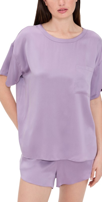 Lunya Washable Silk Tee Short Set Dormant Orchid