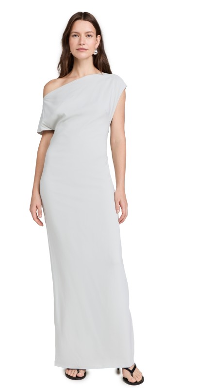 St. Agni Asymmetric Off Shoulder Dress Silver