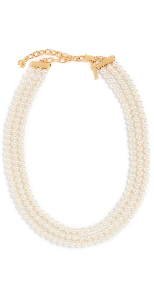 Lele Sadoughi Triple Pearl Strand Neckace Pearl 100