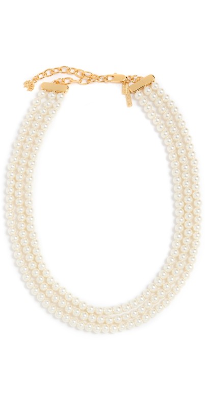 Lele Sadoughi Triple Pearl Strand Neckace Pearl 100