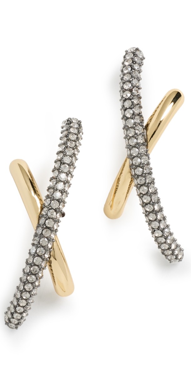 DEMARSON Marnie Earrings GOLD/GUNMETAL/CRYSTAL