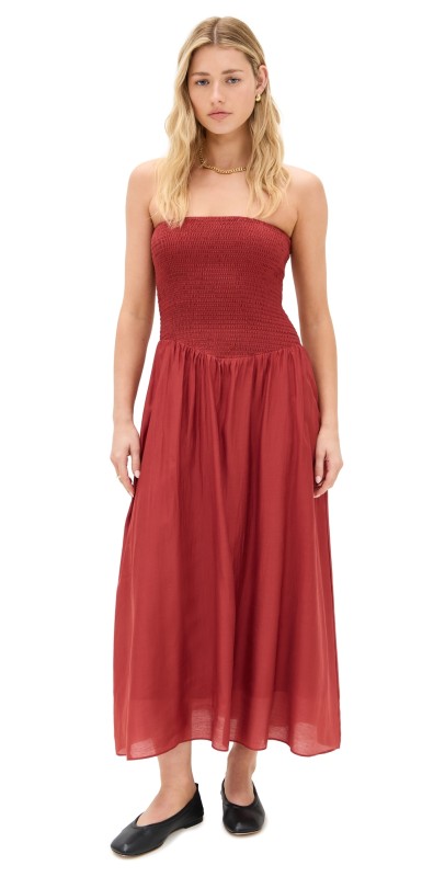 Pixie Market Smocked Strapless Dress Paprika