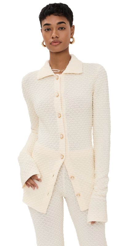 Casablanca Long Textured Summer Shirt White