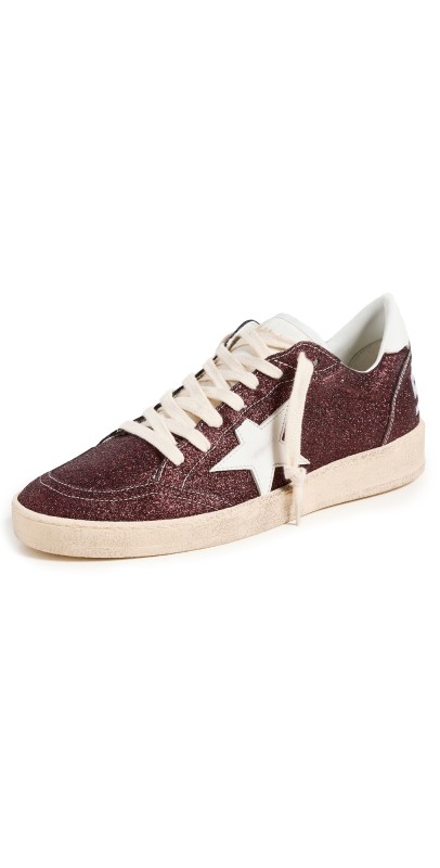 Golden Goose Ball Star Glitter Sneakers Bordeaux/Cream/White