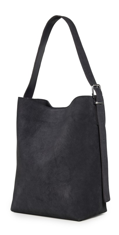 Madewell Essentials Bucket Tote Suede Charcoal Sued