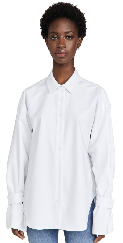 Good American Tabbed Poplin Shirt White001