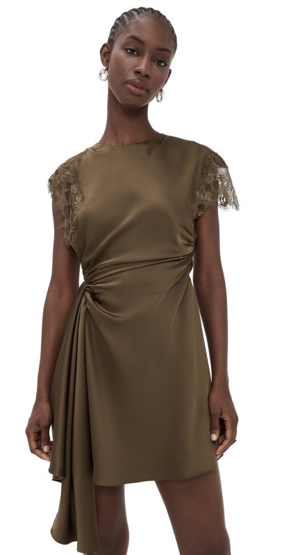 AMUR Zina Ruched Mini Dress Mosswood