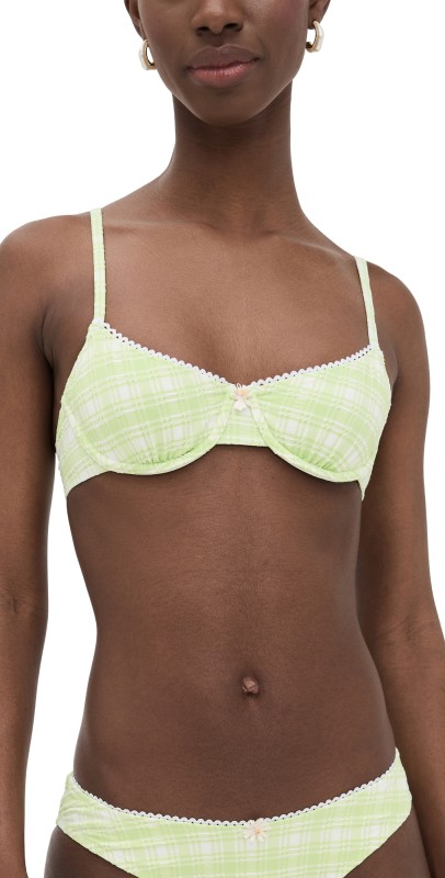 Solid & Striped Daphne Bikini Top Seersucker Matcha