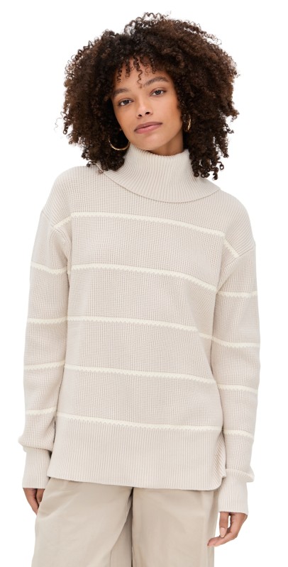 Varley Hamish Stitch Knit Sweater Silver Birch
