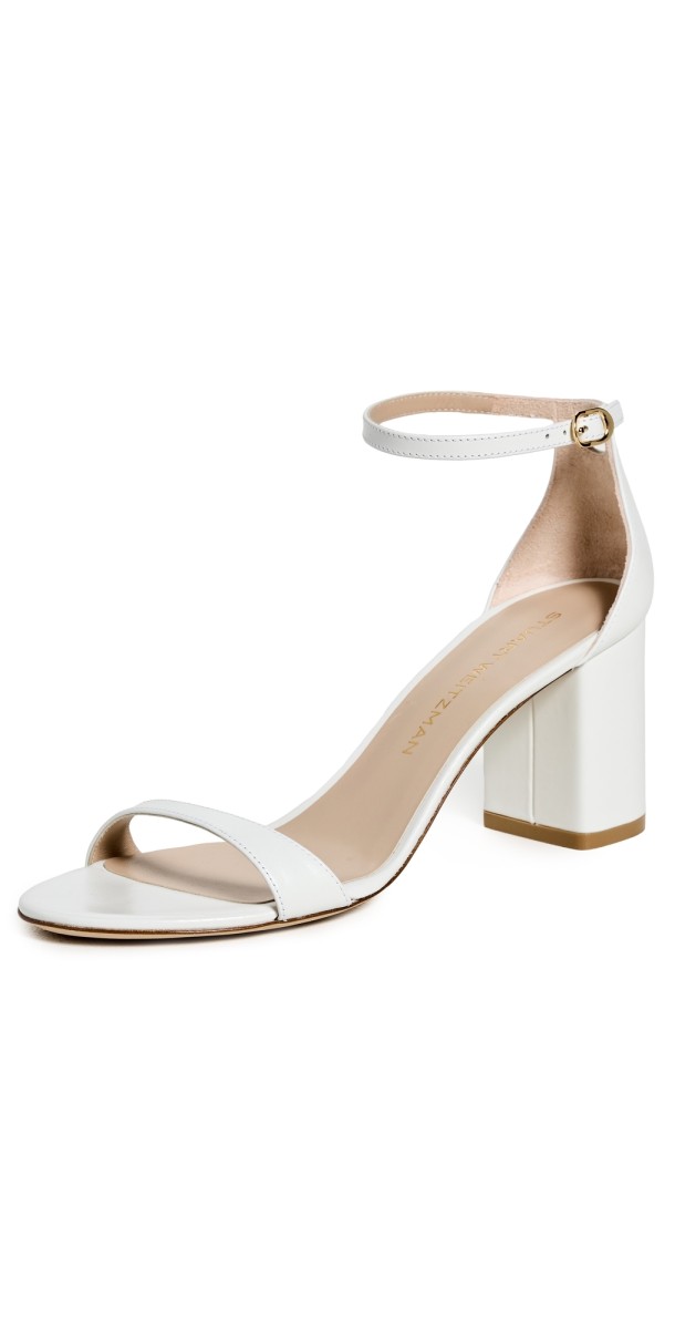 Stuart Weitzman Nudist Block Sandals 75mm White
