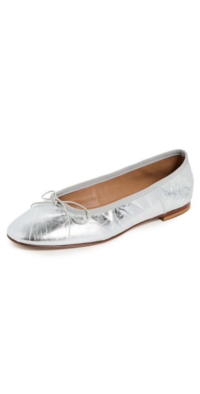 Mansur Gavriel Dance Ballerina Flats Crinkle Silver