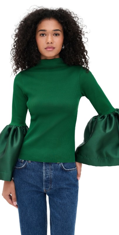 Marques'Almeida Puff Sleeve Top Green