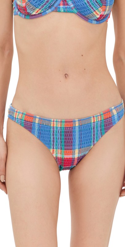 Polo Ralph Lauren Smocked Madras Devin Bikini Bottoms Multi