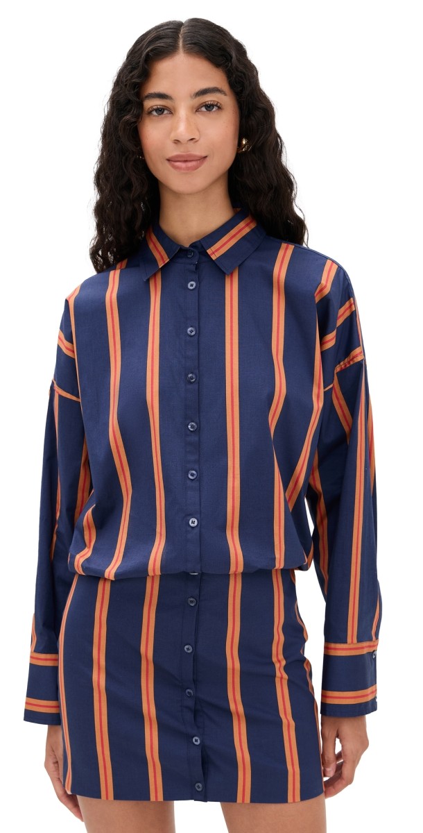 STAUD Cynthia Dress Railroad Stripe
