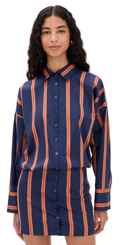 STAUD Cynthia Dress Railroad Stripe