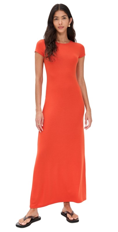 Leset Lauren Short Sleeve Maxi Dress Poppy