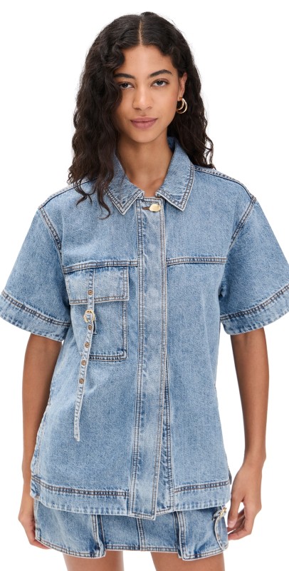 Aje Juno Denim Shirt Coastal Wash