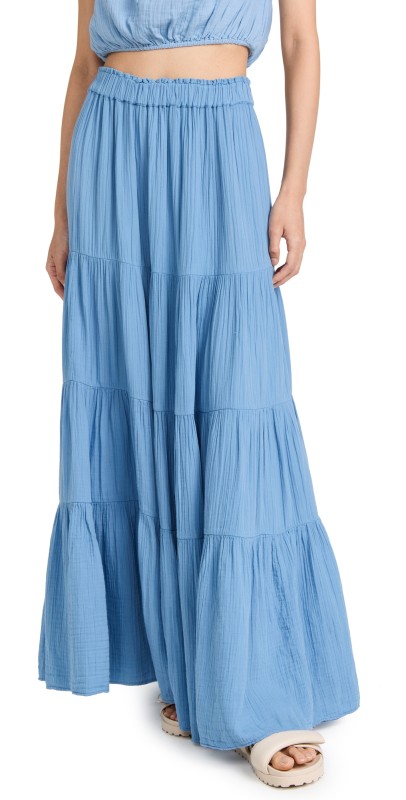 SUNDRY Tiered Maxi Skirt Serenity