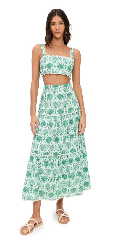 Saylor Kaitlin Palm Midi Skirt Set Royal Palm