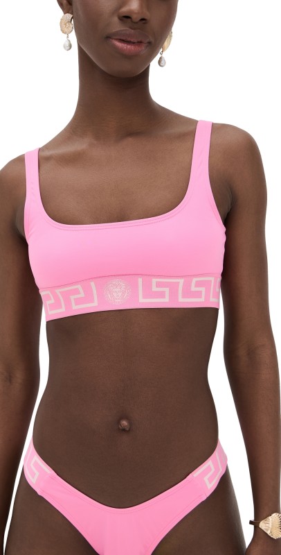 Versace Bikini Top Lycra Vita Recycled New Logo Guava