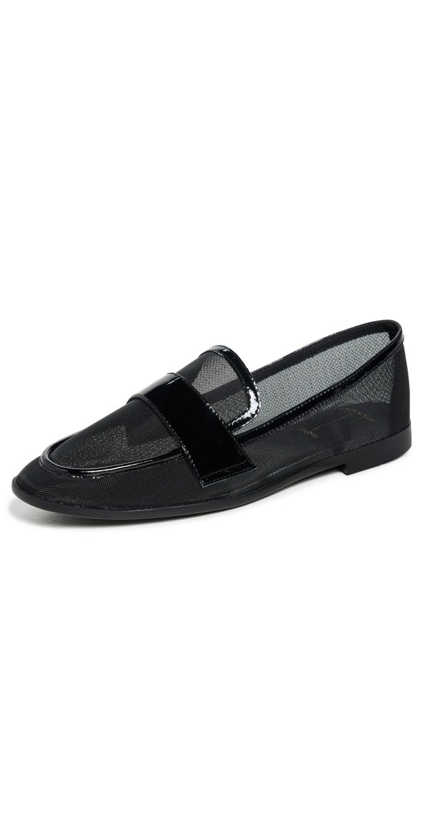 Black Suede Studio Sola Flats Black Mesh
