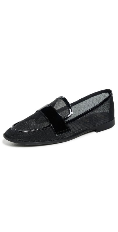Black Suede Studio Sola Flats Black Mesh