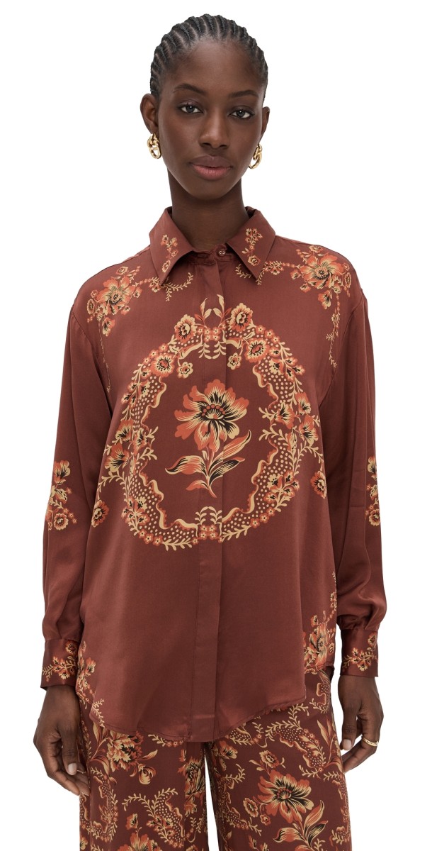ALÉMAIS Seraphina Silk Shirt Burgundy