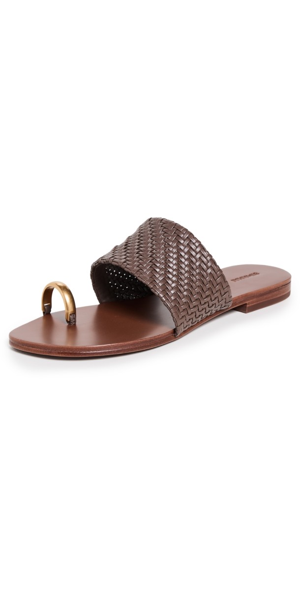 SIMKHAI Ariana Woven Leather Sandals Mocha