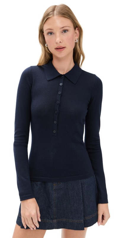 Reformation Sav Regenerative Merino Polo Navy