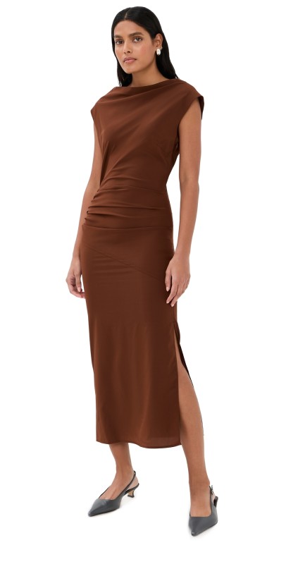 Proenza Schouler Tasa Dress In Silk Viscose Mahogany